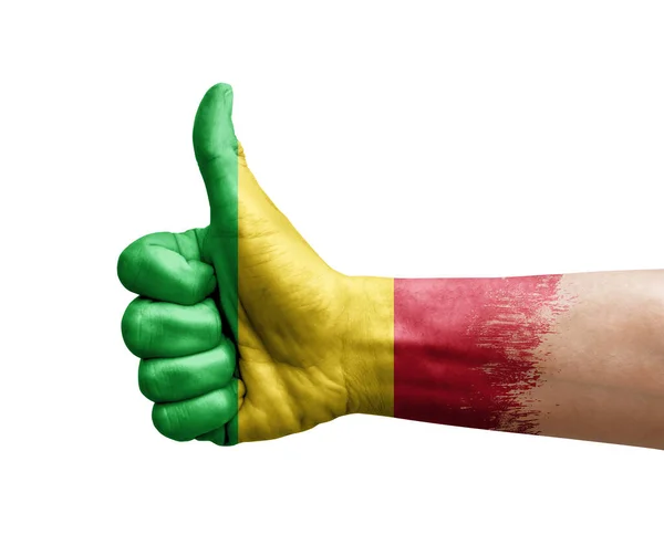 Mão Fazendo Polegar Para Cima Pintado Com Bandeira Mali — Fotografia de Stock