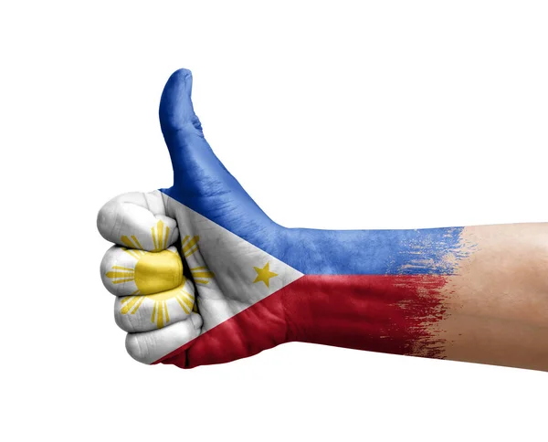 Hand Making Thumb Painted Flag Philippines — Stock Photo, Image