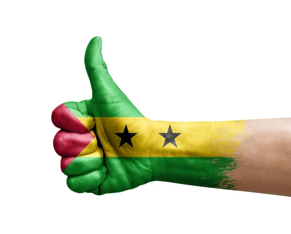 Hand Making Thumb Painted Flag Sao Tome Principe — Stockfoto