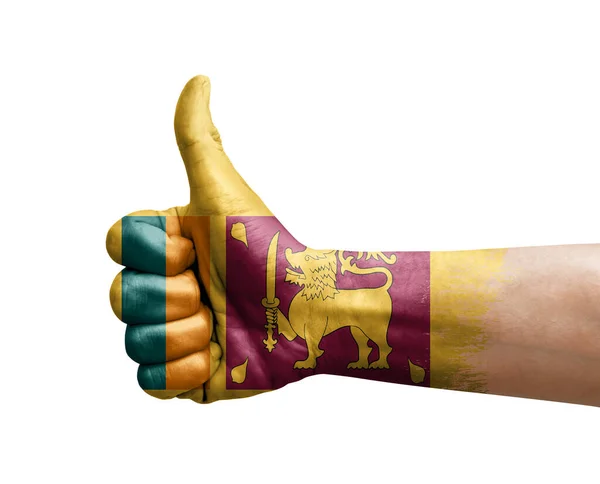 Рука Робить Великий Палець Намальований Прапором Срі Ланки — стокове фото