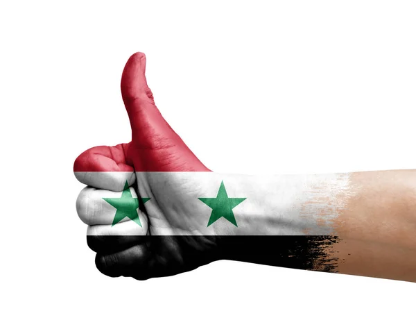 Hand Making Thumb Painted Flag Syria - Stock-foto