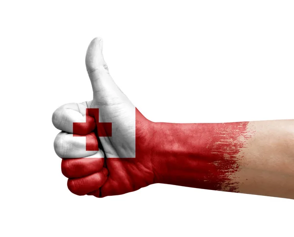 Hand Making Thumb Painted Flag Tonga — 스톡 사진