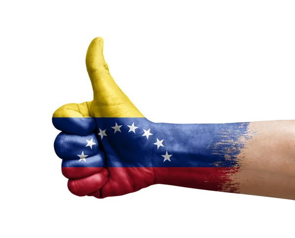 Hand Making Thumb Painted Flag Venezuela — Zdjęcie stockowe