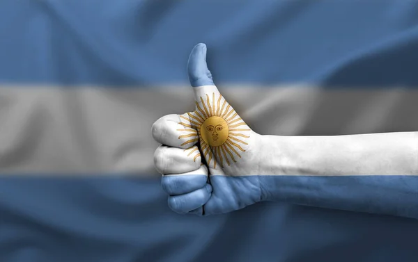 Hand Making Thumb Painted Flag Argentina — Stock Fotó