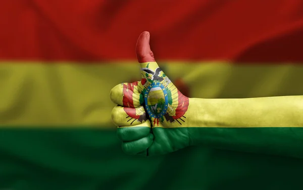 Hand Macht Daumen Hoch Mit Flagge Von Bolivien Bemalt — Stockfoto