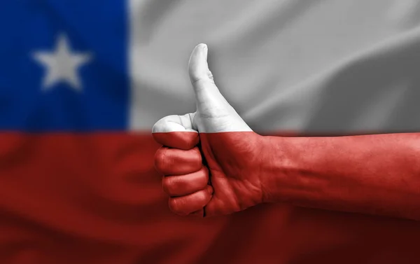 Hand Making Thumb Painted Flag Chile — 스톡 사진