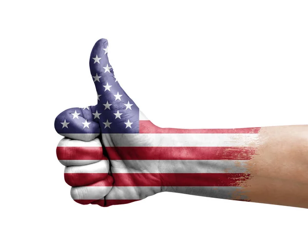 Hand Making Thumb Painted Flag Usa — Stock Photo, Image