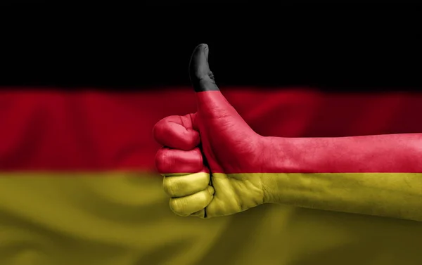 Hand Making Thumb Painted Flag Germany — Stock Photo, Image