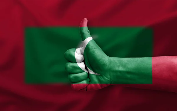 Hand Making Thumb Painted Flag Maldives — Stock fotografie