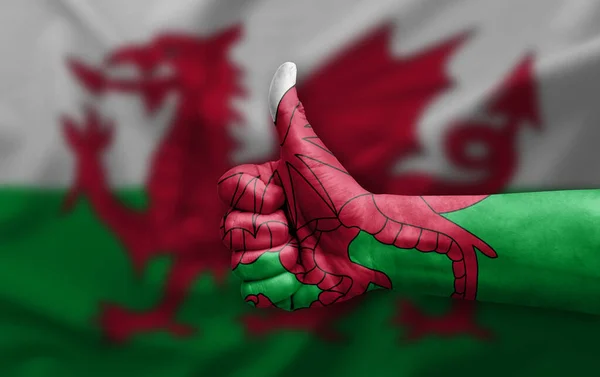 Hand Making Thumb Painted Flag Wales — 스톡 사진