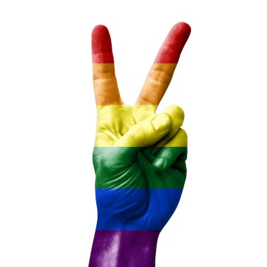El yapımı V zafer işareti lgbt gurur bayrağı ile