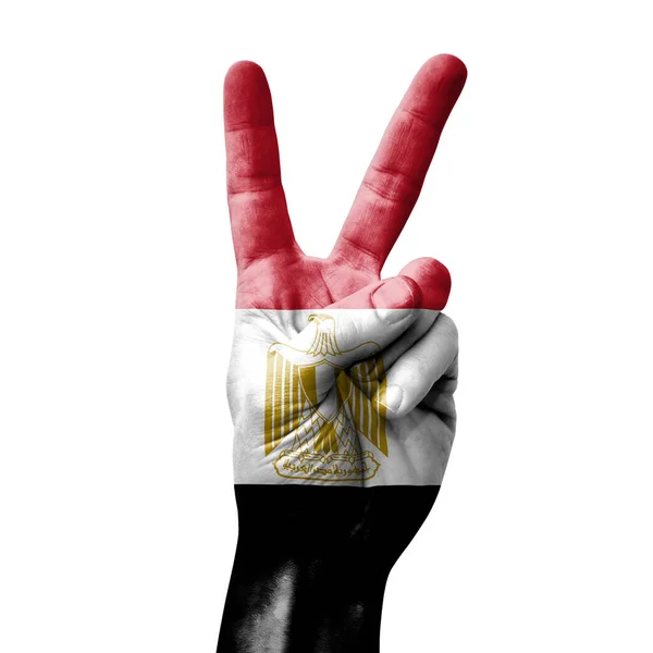 Mısırın Bayrağıyla Zafer Işareti Yapan — Stok fotoğraf