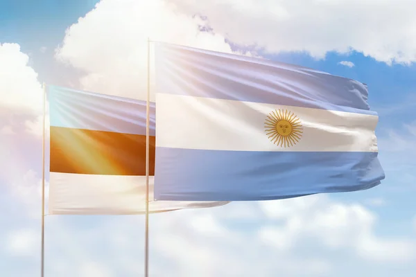 Sunny Blue Sky Flags Argentina Estonia — Foto Stock