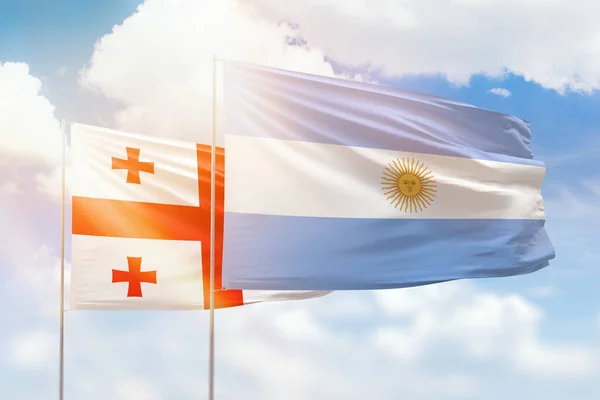Sunny Blue Sky Flags Argentina Georgia — Stock Photo, Image