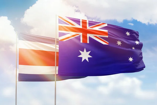 Sunny Blue Sky Flags Australia Costa Rica — Stock Fotó