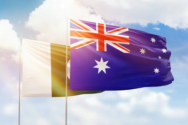 Sunny Blue Sky Flags Australia Pakistan — Stock Fotó