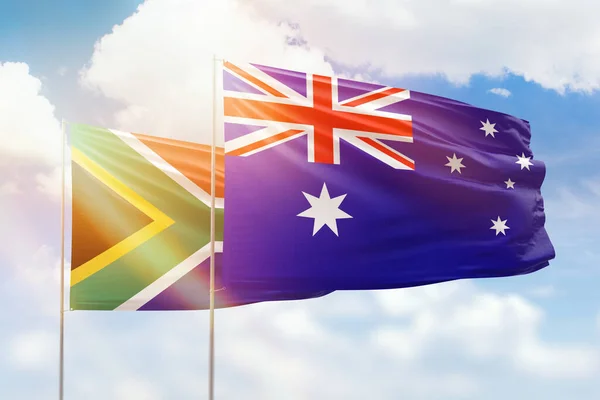 Sunny Blue Sky Flags Australia South Africa — Stock Fotó
