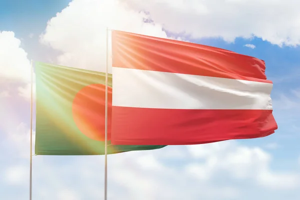Sunny Blue Sky Flags Austria Bangladesh — Stock Photo, Image