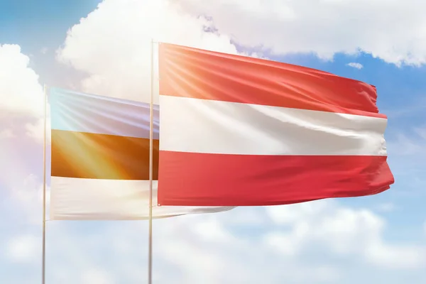 Sunny Blue Sky Flags Austria Estonia — Stock fotografie