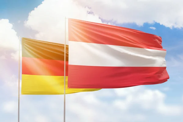 Sunny Blue Sky Flags Austria Germany — Stock fotografie