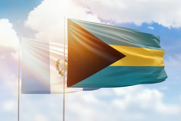 Sunny Blue Sky Flags Bahamas Guatemala — Photo
