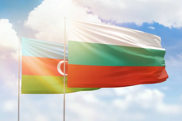 Sunny Blue Sky Flags Bulgaria Azerbaijan — Foto de Stock