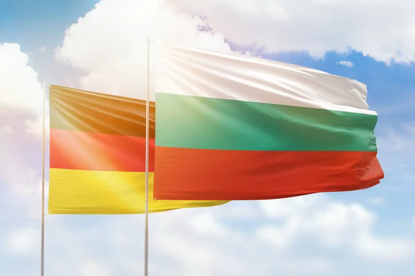 Sunny Blue Sky Flags Bulgaria Germany — Foto de Stock