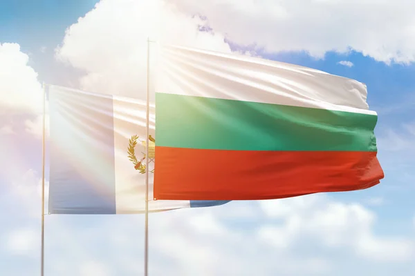 Sunny Blue Sky Flags Bulgaria Guatemala — Stockfoto