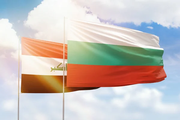 Sunny Blue Sky Flags Bulgaria Iraq — Stockfoto