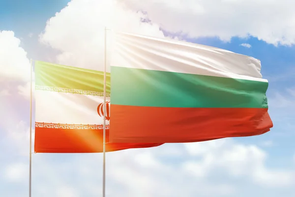 Sunny Blue Sky Flags Bulgaria Iran — Foto de Stock