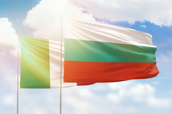 Sunny Blue Sky Flags Bulgaria Italy — Foto de Stock