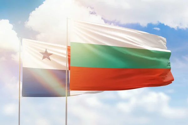 Sunny Blue Sky Flags Bulgaria Panama — Stock fotografie