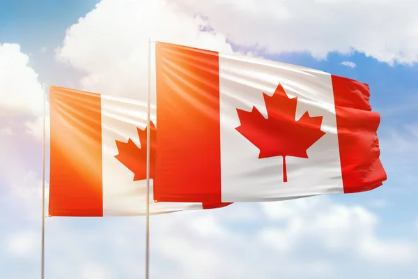 Sunny Blue Sky Flags Canada Canada —  Fotos de Stock