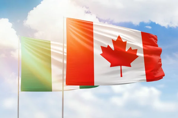 Sunny Blue Sky Flags Canada Nigeria — ストック写真