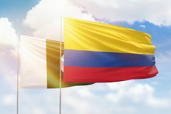 Sunny Blue Sky Flags Colombia Pakistan — Stock Photo, Image