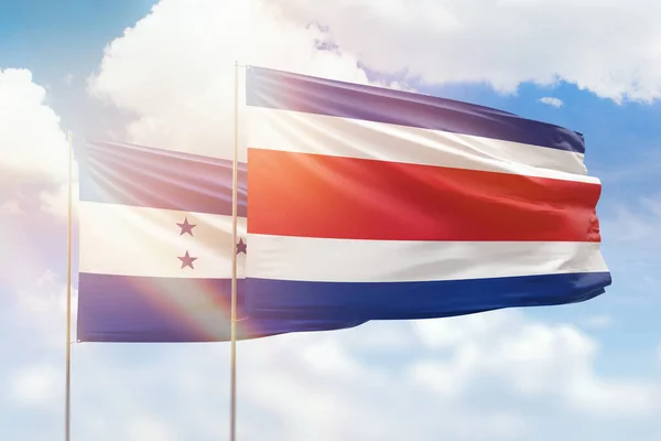 Sunny Blue Sky Flags Costa Rica Honduras — 图库照片