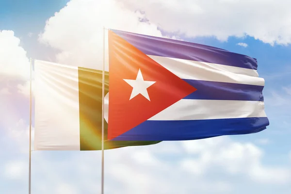 Sunny Blue Sky Flags Cuba Pakistan — 스톡 사진