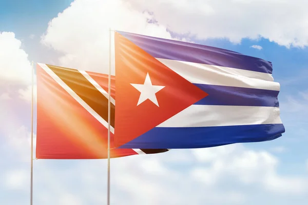 Sunny Blue Sky Flags Cuba Trinidad Tobago — Fotografia de Stock