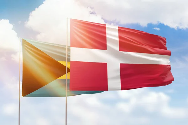 Sunny Blue Sky Flags Denmark Bahamas — Stock fotografie