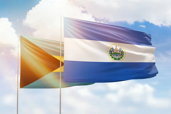 Sunny Blue Sky Flags Salvador Bahamas — Stockfoto