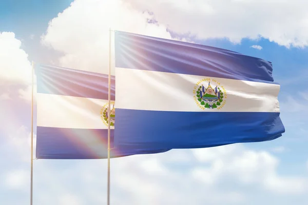 Sunny Blue Sky Flags Salvador Salvador — Stockfoto