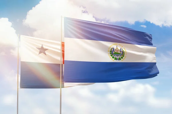 Sunny Blue Sky Flags Salvador Panama — Fotografia de Stock