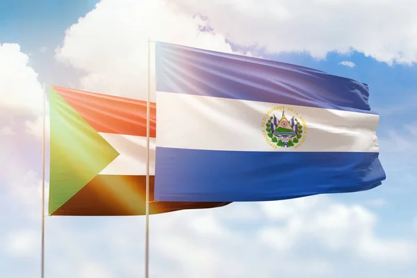 Sunny Blue Sky Flags Salvador Sudan — Fotografia de Stock