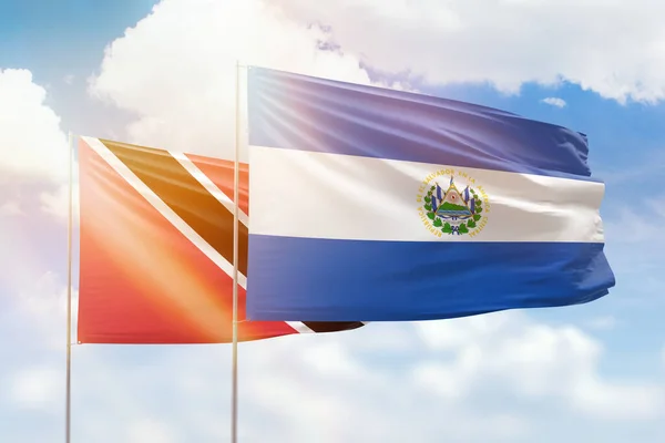 Sunny Blue Sky Flags Salvador Trinidad Tobago — Stock Photo, Image