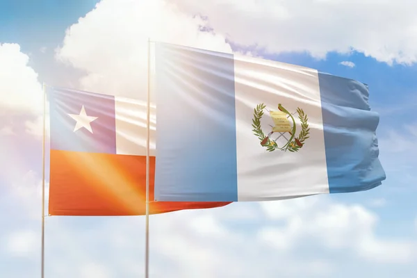 Sunny Blue Sky Flags Guatemala Chile — Stockfoto
