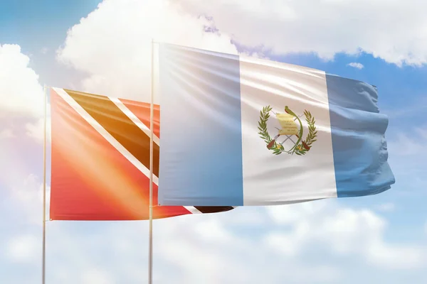 Sunny Blue Sky Flags Guatemala Trinidad Tobago — Stockfoto