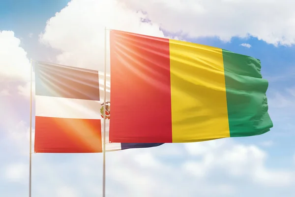 Sunny Blue Sky Flags Guinea Dominican Republic — 图库照片