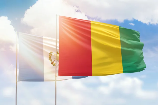 Sunny Blue Sky Flags Guinea Guatemala — Stockfoto