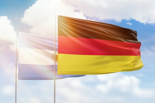 Sunny Blue Sky Flags Germany Argentina — Stok fotoğraf