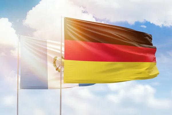 Sunny Blue Sky Flags Germany Guatemala — Stok fotoğraf